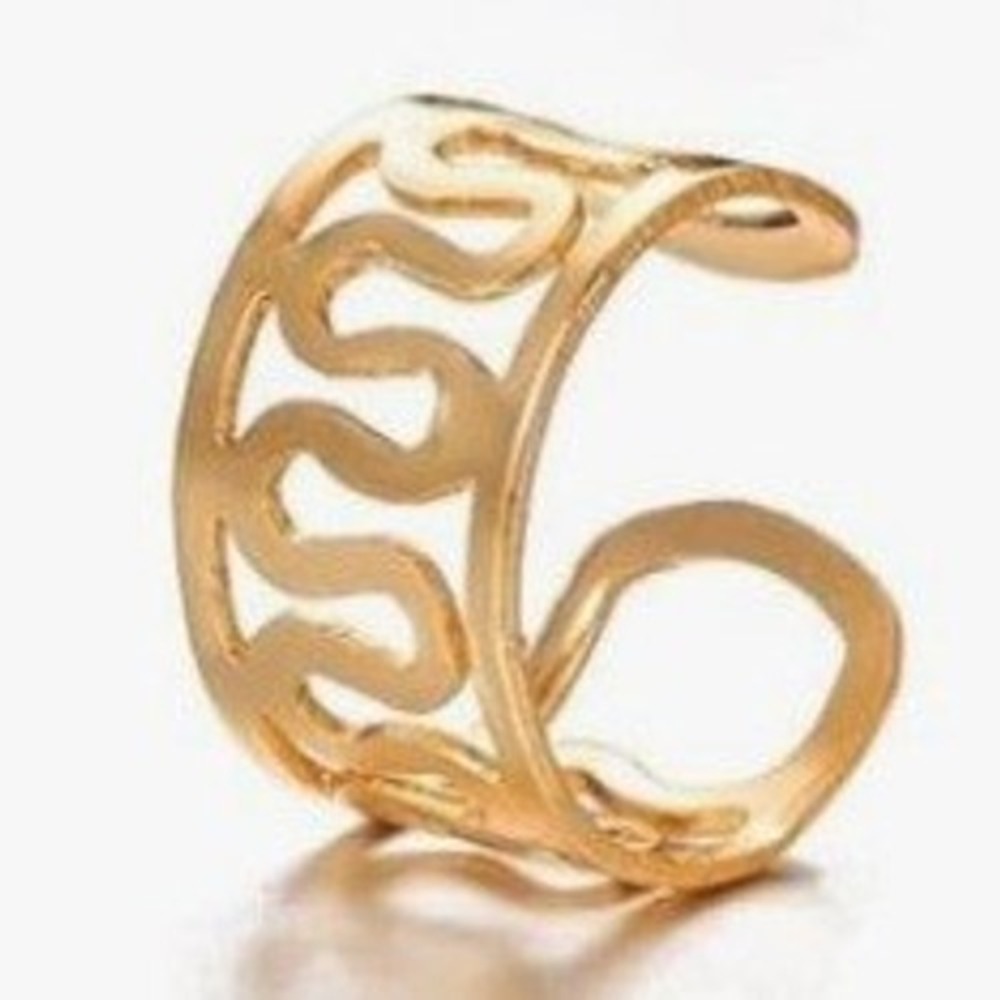 Gold‎ Tone Cutout Greek Key Ear Cuff Non-Pierced Minimalist Cartilage Earring